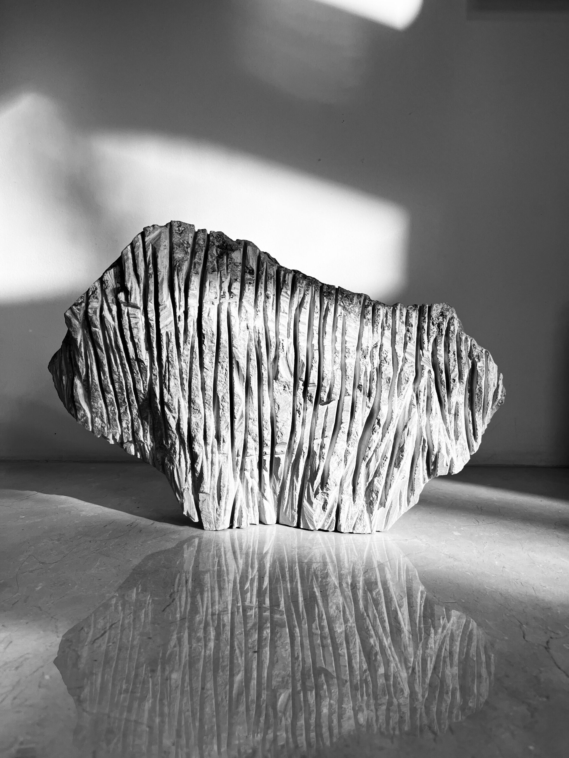 Bison, 2024, stone, sculpture, Michal Saniewski