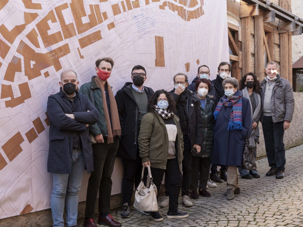 Architect Michal Saniewski with the Heritage Community, Falerone, 2021 post-earthquake reconstruction participatory design psychogeographic mapping